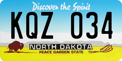 ND license plate KQZ034