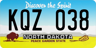 ND license plate KQZ038