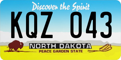 ND license plate KQZ043