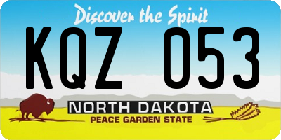 ND license plate KQZ053