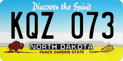 ND license plate KQZ073