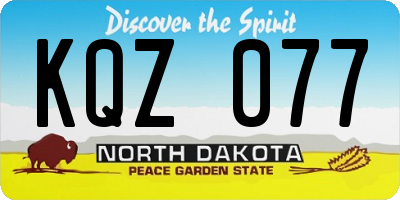 ND license plate KQZ077