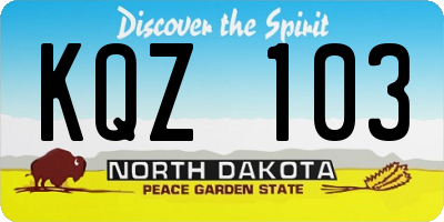 ND license plate KQZ103