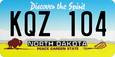 ND license plate KQZ104
