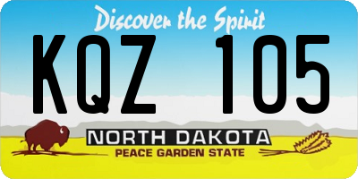 ND license plate KQZ105