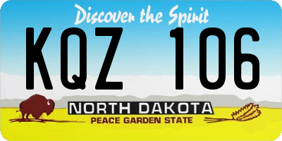 ND license plate KQZ106