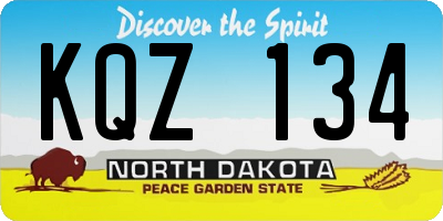 ND license plate KQZ134