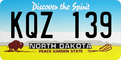 ND license plate KQZ139