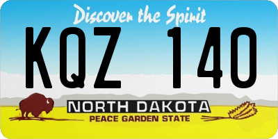 ND license plate KQZ140
