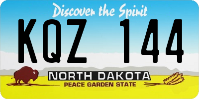 ND license plate KQZ144