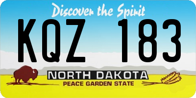 ND license plate KQZ183