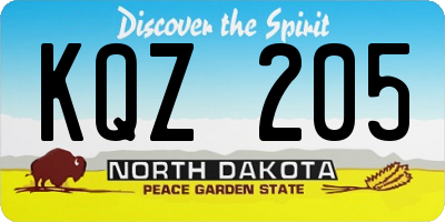 ND license plate KQZ205
