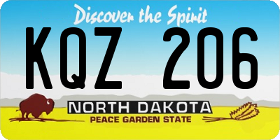 ND license plate KQZ206