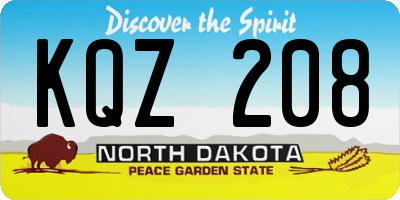ND license plate KQZ208
