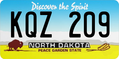 ND license plate KQZ209