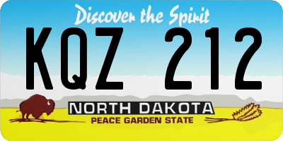 ND license plate KQZ212