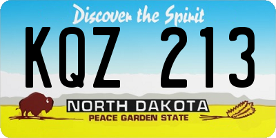 ND license plate KQZ213