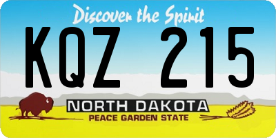 ND license plate KQZ215