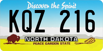 ND license plate KQZ216