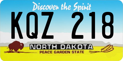 ND license plate KQZ218