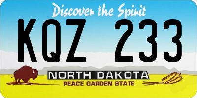 ND license plate KQZ233