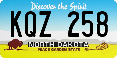 ND license plate KQZ258