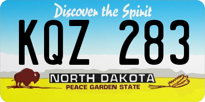 ND license plate KQZ283
