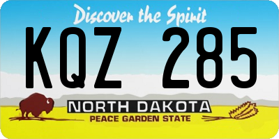 ND license plate KQZ285