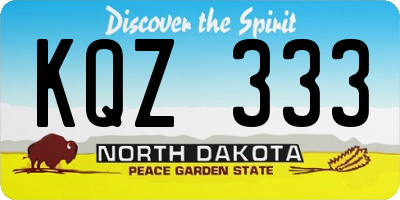 ND license plate KQZ333