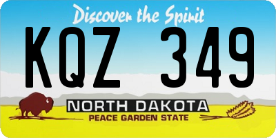 ND license plate KQZ349