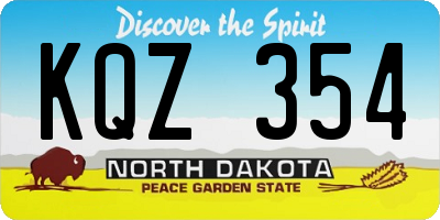 ND license plate KQZ354