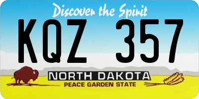 ND license plate KQZ357