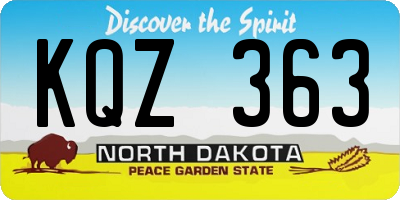 ND license plate KQZ363
