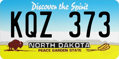 ND license plate KQZ373