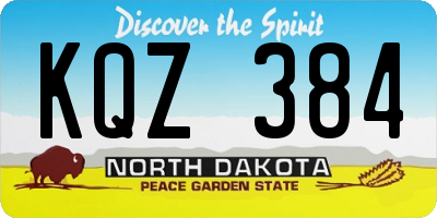 ND license plate KQZ384