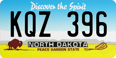 ND license plate KQZ396