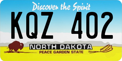 ND license plate KQZ402