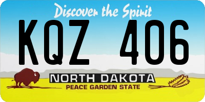 ND license plate KQZ406