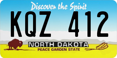 ND license plate KQZ412