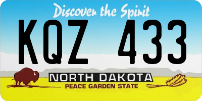 ND license plate KQZ433