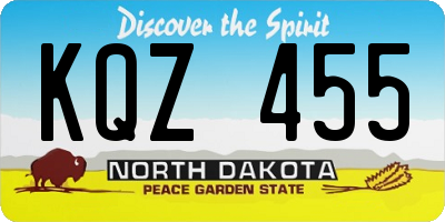 ND license plate KQZ455