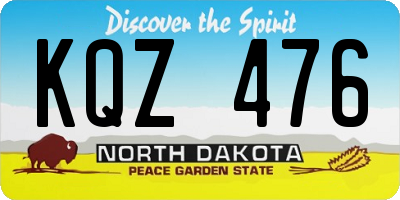 ND license plate KQZ476