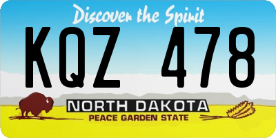 ND license plate KQZ478