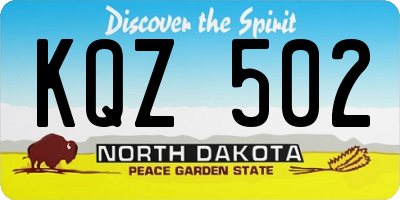 ND license plate KQZ502