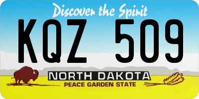 ND license plate KQZ509
