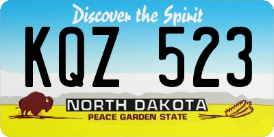 ND license plate KQZ523