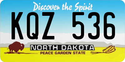 ND license plate KQZ536