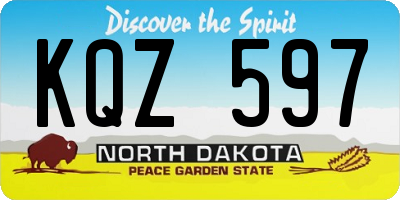 ND license plate KQZ597