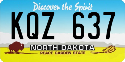 ND license plate KQZ637