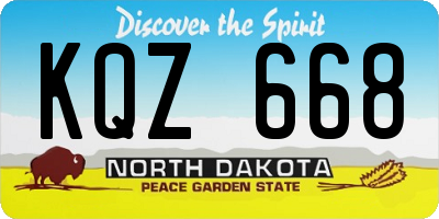 ND license plate KQZ668